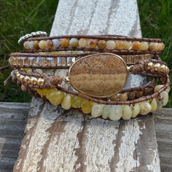 Evie Mossy Weave Wrap Beaded Bracelet New - Picture 7 of 10